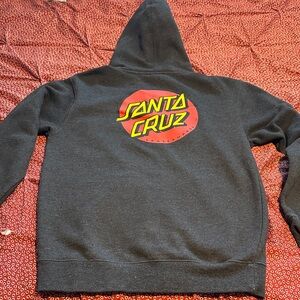 Santa Cruz Charcoal Hoodie with Red and Yellow Logo